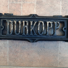 Placa sigla emblema veche fontă Durkopp masina de cusut