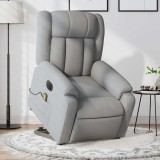 vidaXL Fotoliu electric masaj rabatabil cu ridicare, gri &icirc;nchis textil
