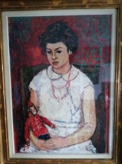 FATA CU PAPUSA, ULEI PE PANZA, PICTOR GEORGE STEFANESCU RAMNIC foto