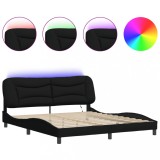 Cadru de pat cu LED fara saltea Hvar Negru 180x200 cm Material