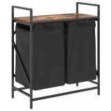 Cos de rufe 2 compartimente cu raft stejar fumuriu, DKD Home Decor