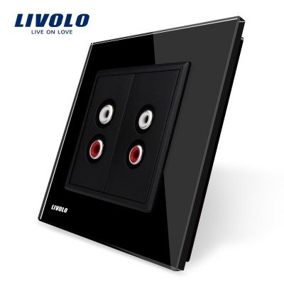 Priza dubla audio Livolo cu rama din sticla SmartElectro IntelligentHouse foto