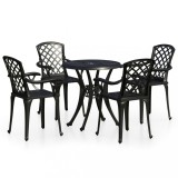 Set mobilier bistro, 5 piese, negru, aluminiu turnat