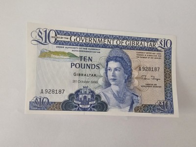 Gibraltar 10 Pounds 1986 Noua,Rara foto