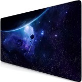 Mousepad Mare Cauciucat, Pentru Gaming, Birou, Office, Antiderapant, Cusaturi Anti-Rupere, Waterproof, model Cosmos, 90 x 40cm, Albastru/Negru