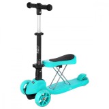 Trotineta 2in1 Nils Fun HLB12 Albastru, Roti LED 120mm/80mm, Ajustabila, Tricicleta Copii, Max 60kg/30kg, FitLine Training