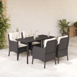 VidaXL Set mobilier de grădină cu perne, 5 piese, negru, poliratan