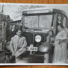 4 fotografii interbelice romanesti cu masini, cursa Calarasi - Baneasa , trasura