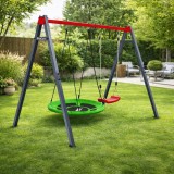 Suport metalic dublu pentru leagan, sarcina maxima 150 kg, 4 carlige fixare