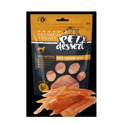 Pet s Desert, Recompense pentru caini, Dog Soft Chicken Slice LSC-02, 80g foto