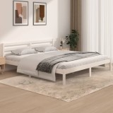 Cadru de pat Super King, alb, 180x200 cm, lemn masiv de pin