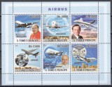 Sao Tome si Principe 2008 - Avioane Airbus, Bloc, RARA, MNH