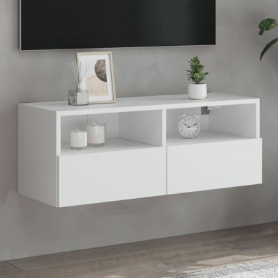 Comode TV de perete, alb, 80x30x30 cm, lemn prelucrat foto