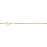 Lant din Aur 14K, lungime 45 cm, model Figaro Diamond Cut 1.1 mm, inchidere cu Spring Ring