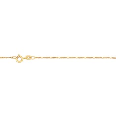 Lant din Aur 14K, lungime 45 cm, model Figaro Diamond Cut 1.1 mm, inchidere cu Spring Ring