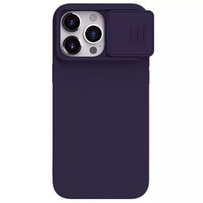 Husa pentru iPhone 15 Pro Max - Nillkin CamShield Silky MagSafe Silicone - Dark Night Purple foto