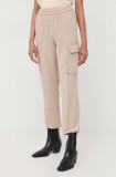 Notes du Nord pantaloni Gilli femei, culoarea bej, high waist