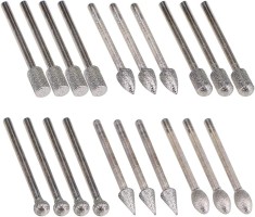 Set de 20 freze diamantate pentru slefuit Agger, argintiu, 4,5 x 0,3 cm