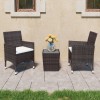Gossi set mobilier bistro, 3 piese, maro, poliratan/sticla securizata