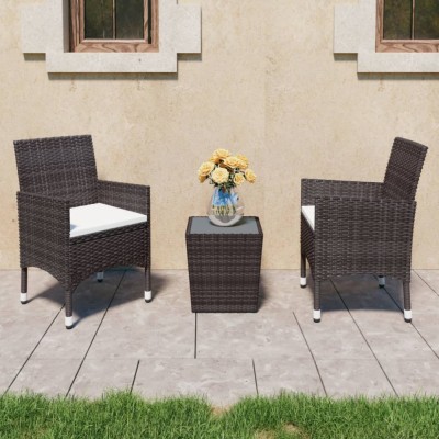 Gossi set mobilier bistro, 3 piese, maro, poliratan/sticla securizata foto