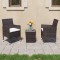 Gossi set mobilier bistro, 3 piese, maro, poliratan/sticla securizata