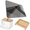 Covoras pentru baie ultra absorbant, anti-alunecare, material Diaton, Model Abstract, 50 x 80 cm cu Sapuniera din lemn natural Bambus, anti-derapanta