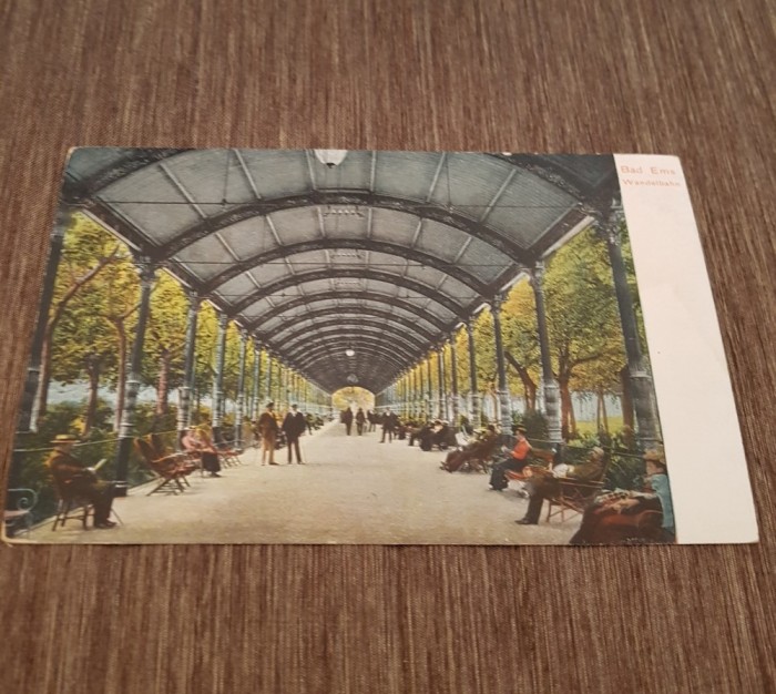 Carte Poștală Veche Germania &ndash; Bad Ems Wandelbahn,, Ilustrație Color, Editura L. Klement Frankfurt