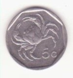 Malta 5 cenți 2001 - crab de apă dulce