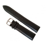 Curea Ceas din Piele Naturală Neagră, cu Cusătură Gri 20mm 22mm