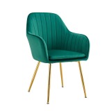 Cumpara ieftin Fotoliu design catifea verde smarald metal auriu Adlam 57x61x88 cm