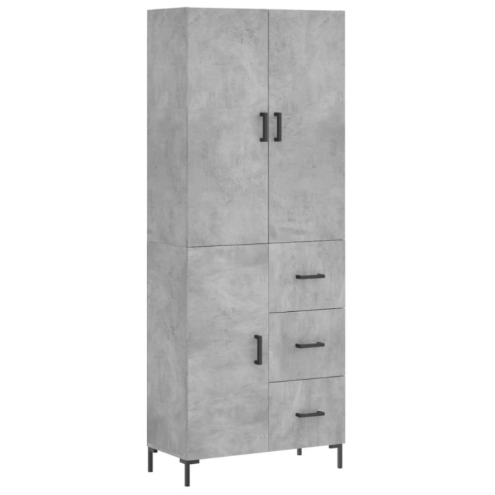 Dulap inalt, gri beton, 69,5x34x180, lemn compozit