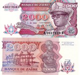 Bancnota Zair 2.000 Zaires 1991, Africa, UNC (necirculata)