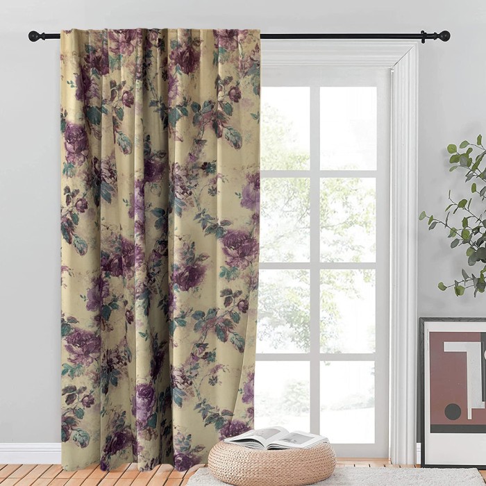Draperie blackout model floral cu rejansa transparenta cu ate pentru galerie, Madison, 250x255 cm, densitate 700 g/ml, Pastel Roses, 1 buc