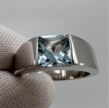 INEL AUR alb 18K CARTIER TANK + Aquamarine = 2CT - An 1999 - 13.25g. + Certificat !
