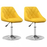 Cumpara ieftin Scaune de bucatarie pivotante, 2 buc., galben mustar, catifea