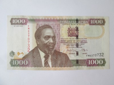 Kenya 1000 Shilingi 2010 in stare foarte buna la cel mai mic pret foto