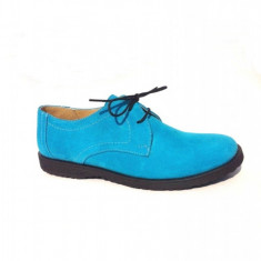 Pantofi din piele intoarsa Pax Turquoise