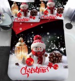 Cumpara ieftin Lenjerie Pat De Craciun O Persoana Boreal Cr057, Bumbac, 4 Piese, Cu Elastic, Imprimeu