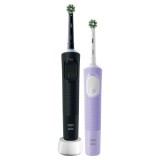 Set 2 periute de dinti electrice Oral-B Vitality Pro, 3 programe, 2 capete, Negru/Violet