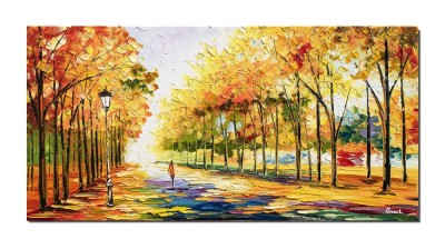 Tablou living peisaj pictat manual in cutit, Pe drumul meu, 120x60cm ulei pe panza efect 3D, Spectaculos foto