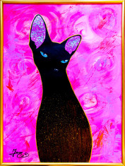Tablou pictat 30x40 cm pisica &amp;quot;Sassy Sphinx&amp;quot; foto