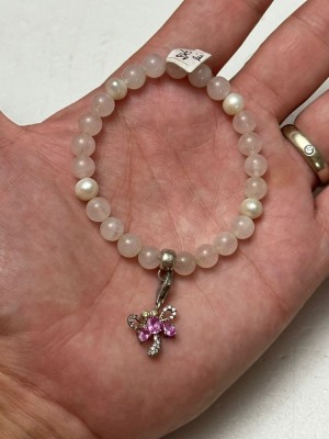 BRATARA elastica THOMAS SABO - Bile Quartz Roz + 4 Perle + Charm argint 925 ! foto