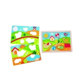 Puzzle din lemn 3 in 1 - Pepe si prietenii, Hape