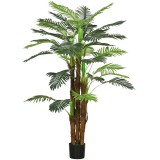 HOMCOM Plantă Artificială de Interior &icirc;n Ghiveci, cu 36 Frunze din PE și Ciment, &Oslash;16x160 cm, Verde | Aosom Romania