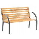 Banca de gradina din lemn, cadru din otel cu spatar, 120x60x80 cm, maro natur Household NewTrend