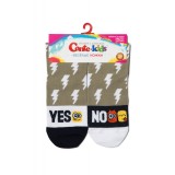 Șosete copii haioase din bumbac cu model, Conte Kids Tip-Top 339 - Verde muștar, 36-38 (24)