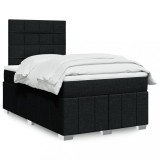 Gossi pat box spring cu saltea, negru, 120x190 cm, catifea