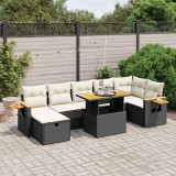 vidaXL Set mobilier de grădină cu perne, 8 piese, negru, poliratan 3276150