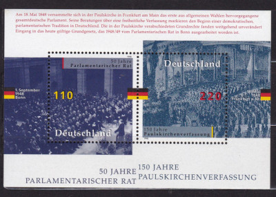 GERMANIA 1998 PARLAMENTUL 1848/1948/1998 BLOC MNH foto