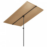 Umbrelă soare de exterior, st&acirc;lp aluminiu, gri taupe 180x130 cm